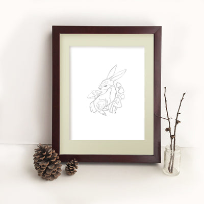Rabbit pencil drawing printable wall art