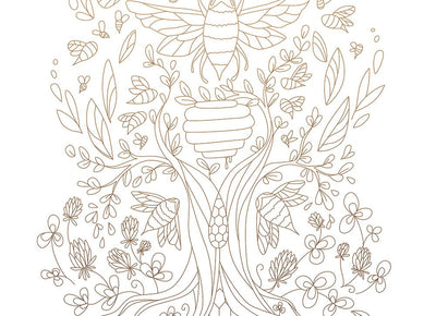 Honey Bee Tree printable wall art, Botanical woodland forest animal prints