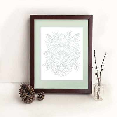 Luna Moth printable wall art, botanical drawing print