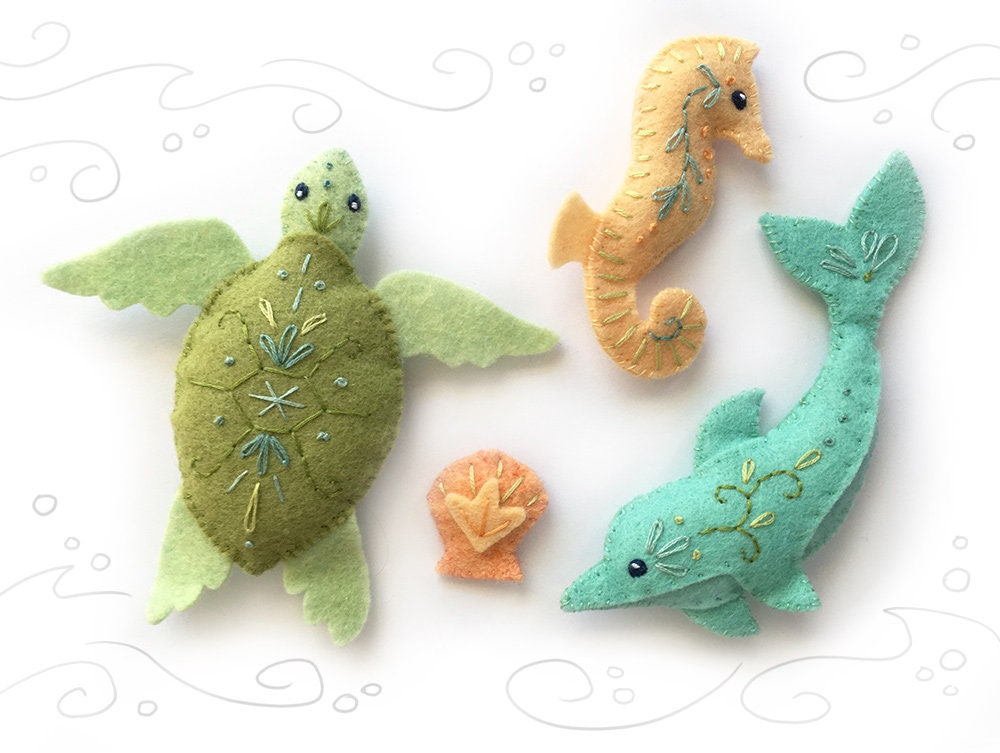 6 Sea Creatures Felt Animals sewing pattern