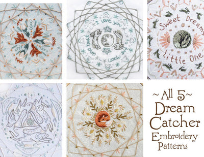 5 Different Mandala Dream Catcher Hand Embroidery Patterns