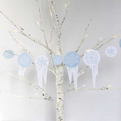 Snowflakes and Icicles printable SVG winter garland and party decor