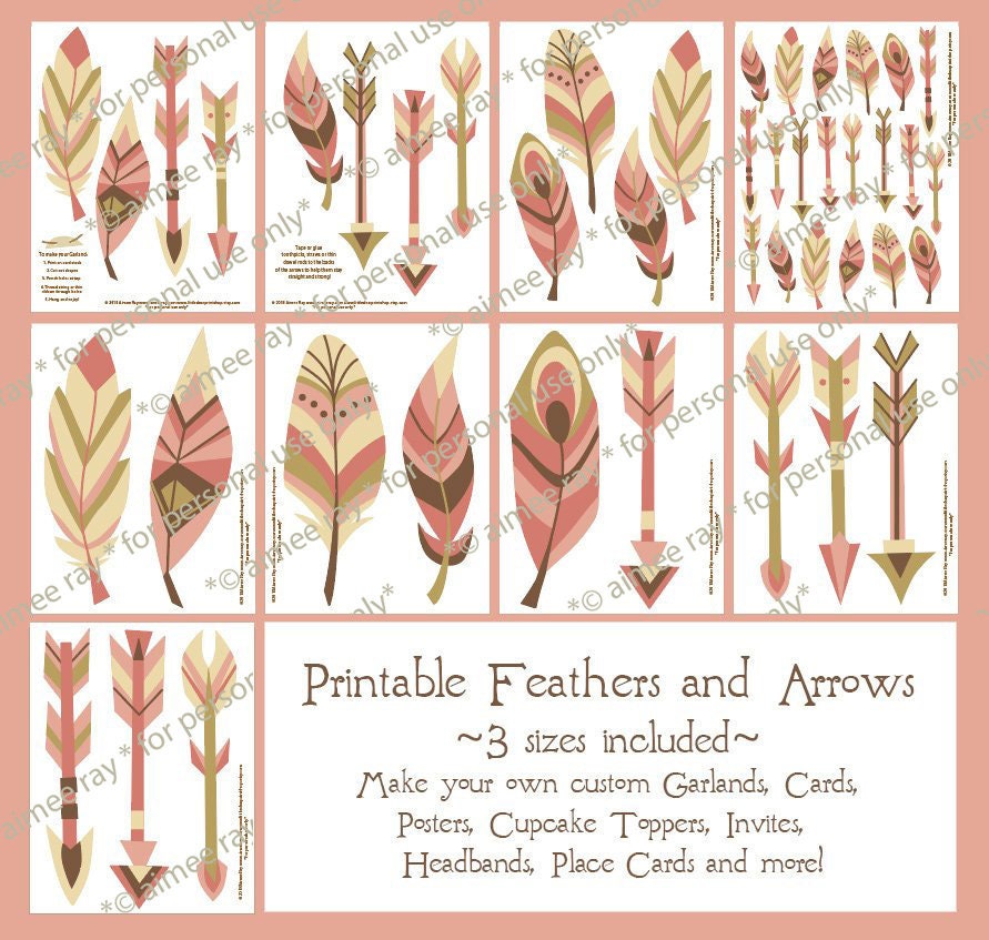 Pink Feathers and Arrows adventure printable SVG