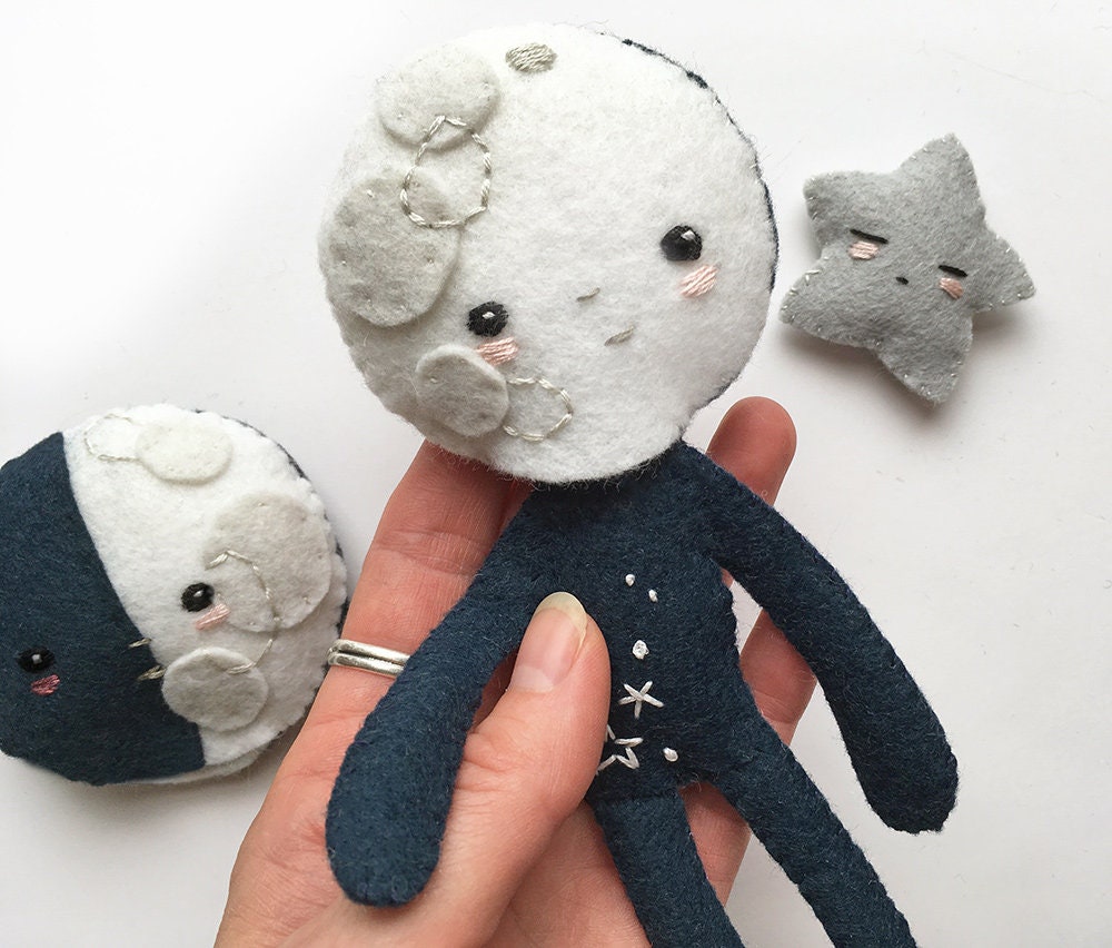 Moon Phases felt doll sewing pattern