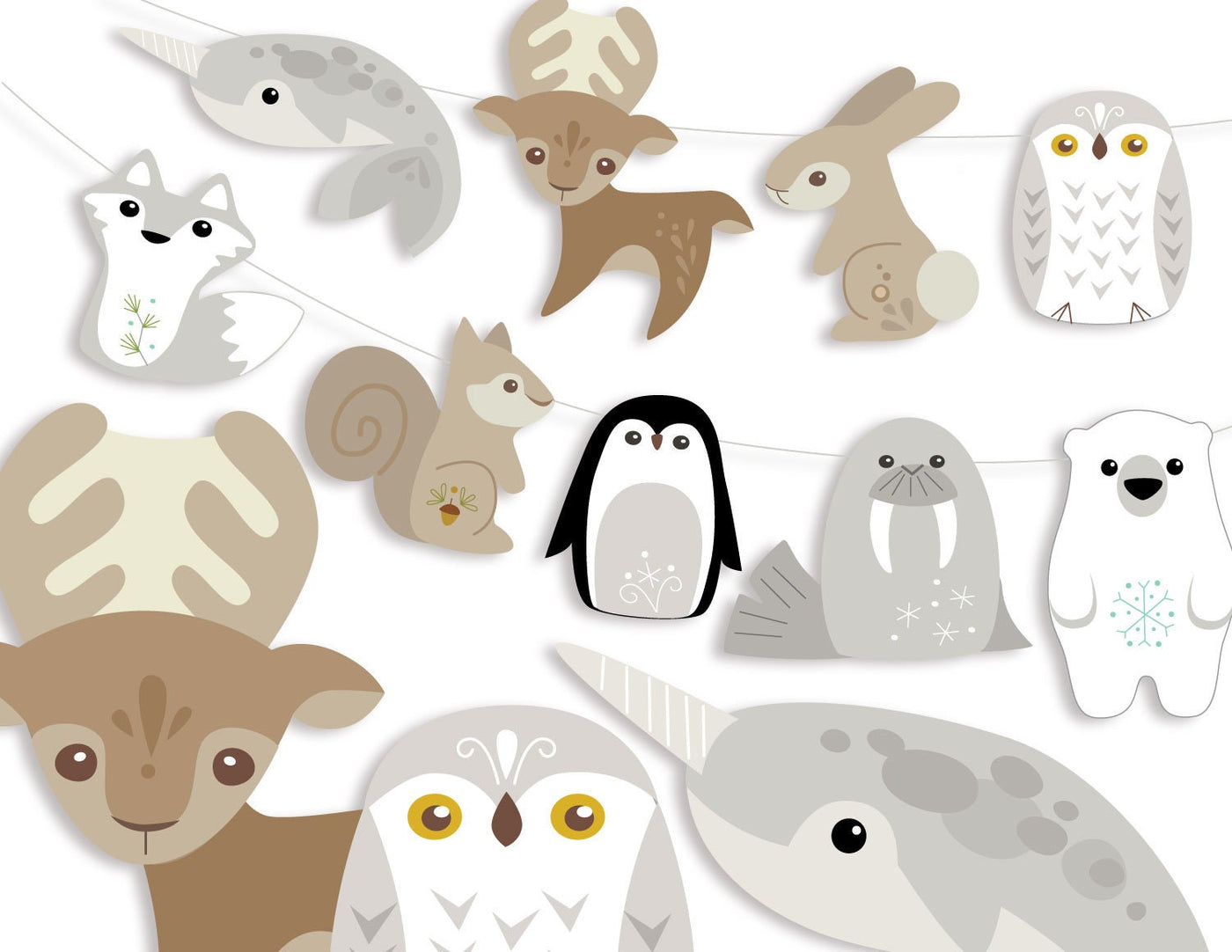 Winter Animals printable/ SVG for Christmas and Holiday party decor and crafts