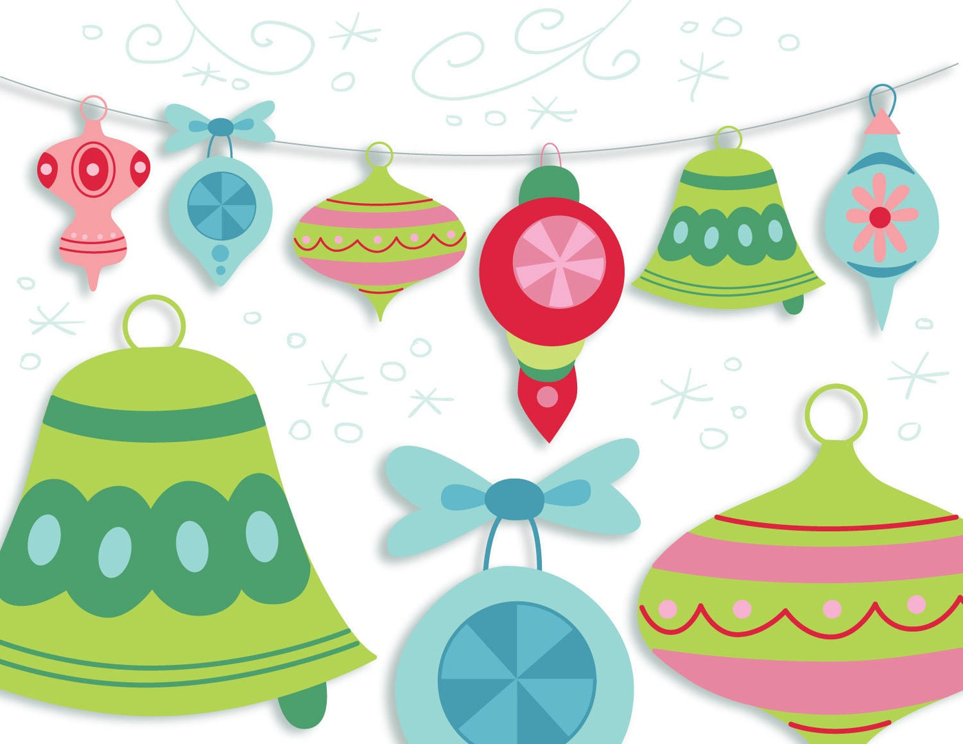 Vintage Christmas Tree Ornaments Printable SVG