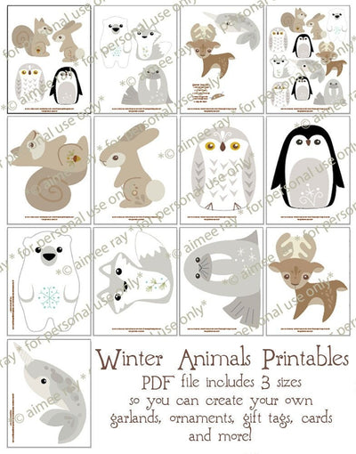 Four sets of Printable/ SVG Winter Wonderland Woodland Party Decorations