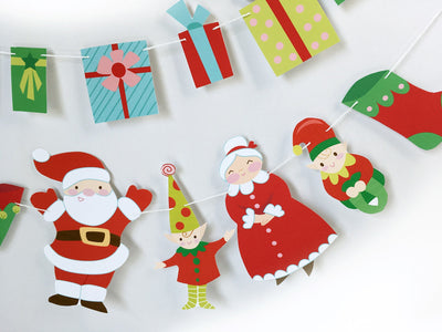 SVG Printable Santa Claus, Elves and Presents for Christmas