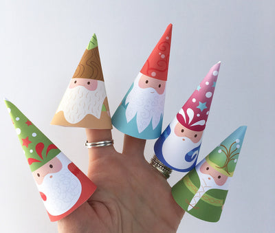 Printable Woodland Gnomes SVG stand up, garlands, Christmas Santa decorations