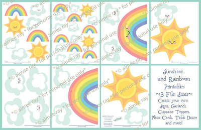 Big Rainbow Party set DIY Printable Party Decorations