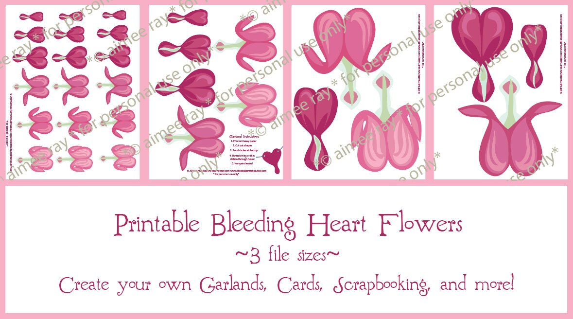 Heart Flowers printable garland for Valentine's Day Party Decorations