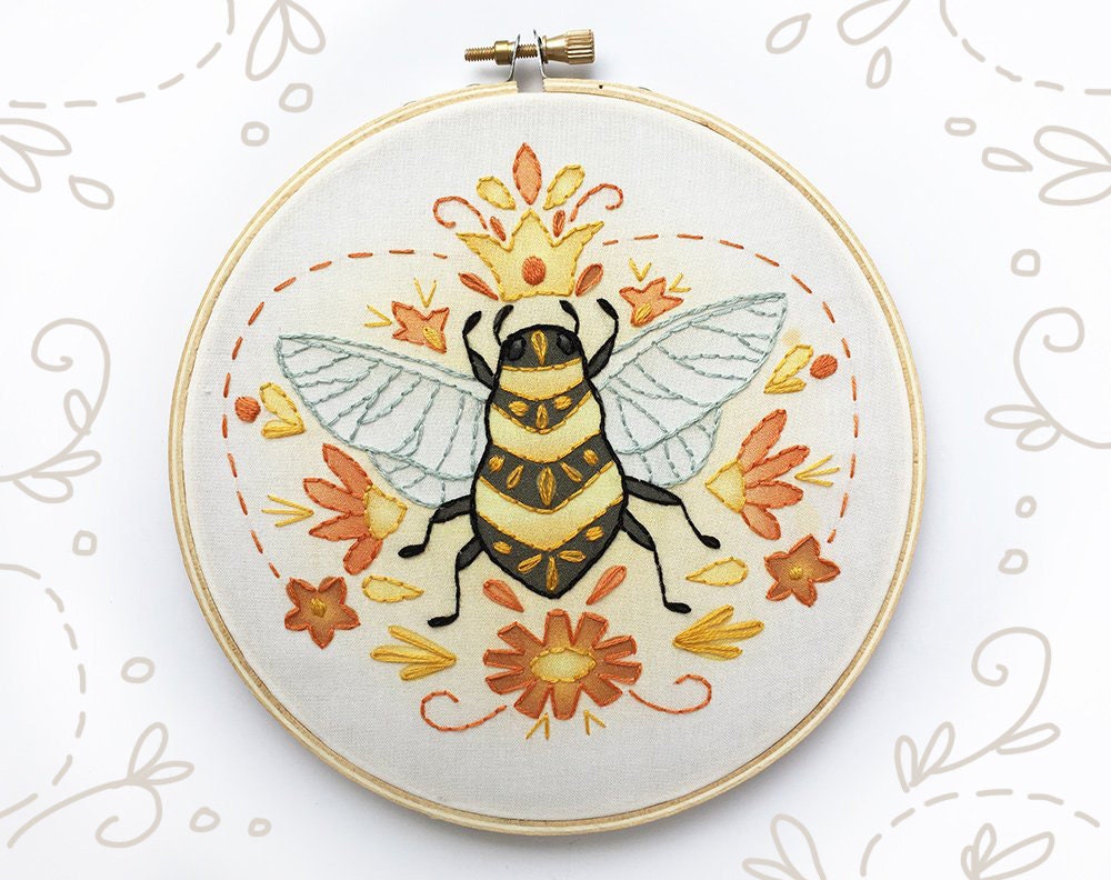 Queen Bee Beginner Embroidery pattern PDF download