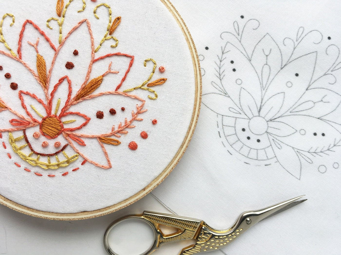 Mini Lotus Flower Hand Embroidery pattern download