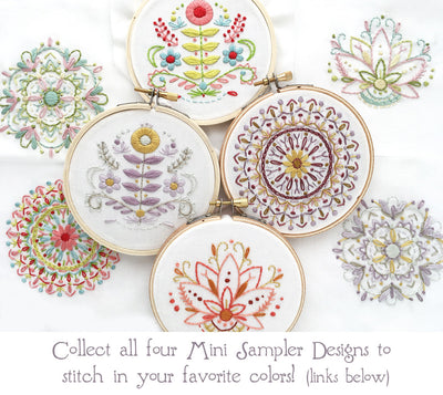 Mini Mandala Beginner Hand Embroidery fabric Sampler