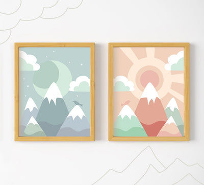 Personalized Mountain Baby Name 3 art prints set