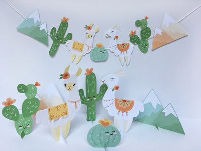 Llama Cactus Mountain Party printable/ SVG