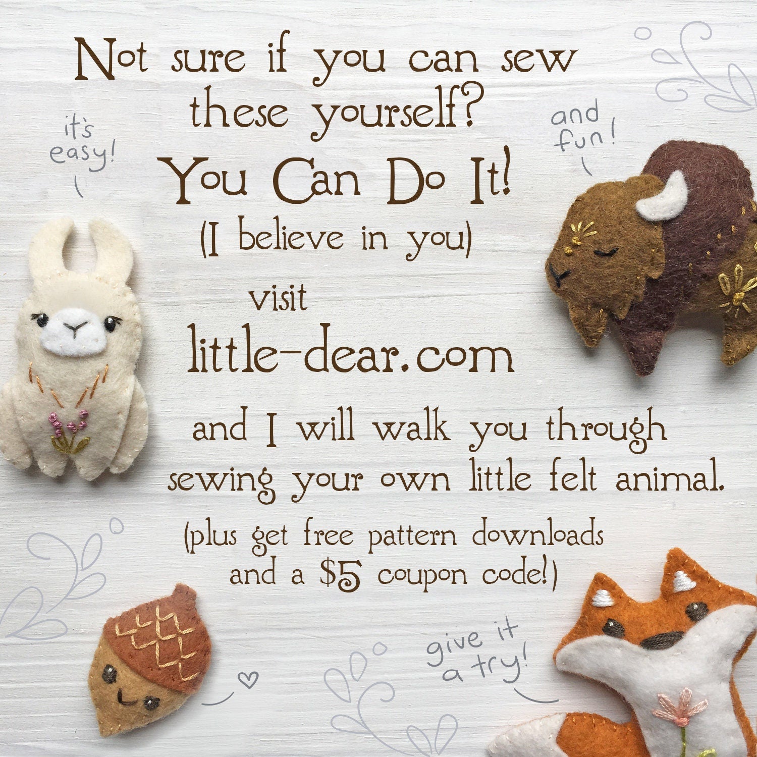 Woodland Felt Animals Sewing Kit, Bunny, Squirrel and Mushroom – Little  Dear Shop