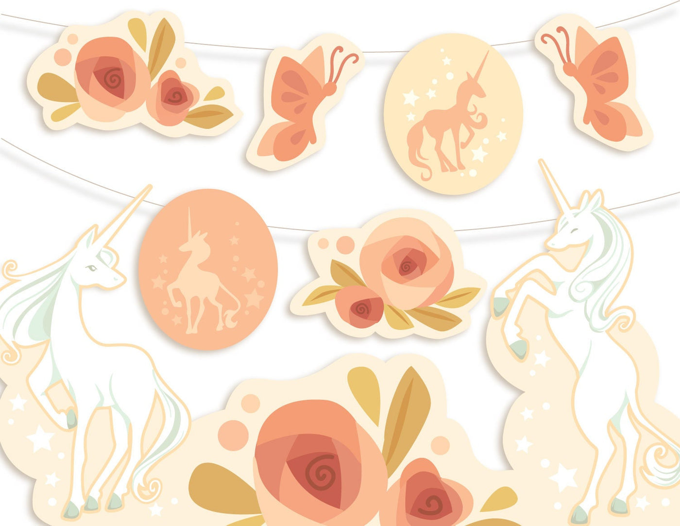 Rose Gold Unicorn Printable SVG digital download party decorations