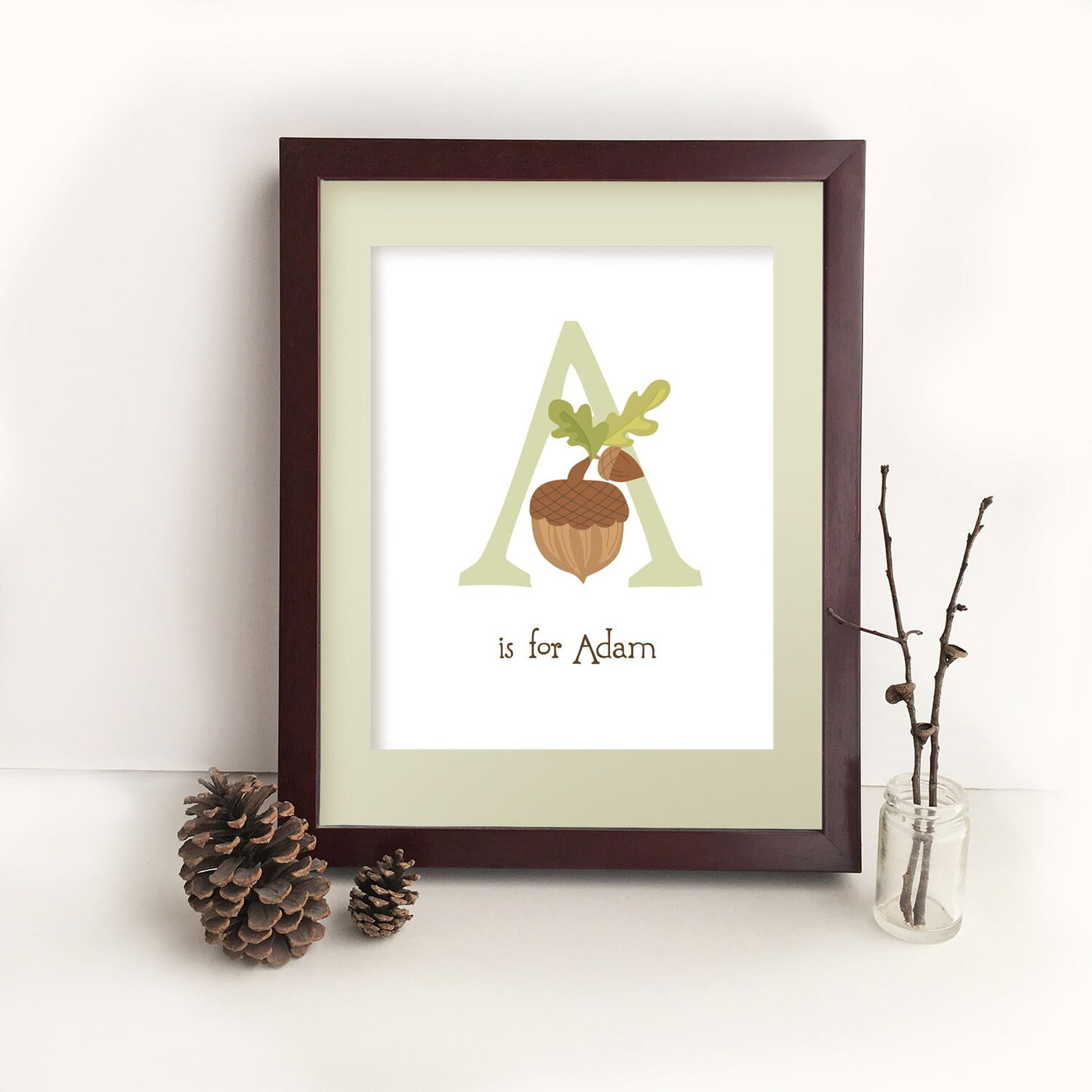 Woodland Animals nursery decor, personalized Baby name, ABC art print set