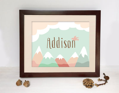 Personalized Mountain Baby Name 3 art prints set
