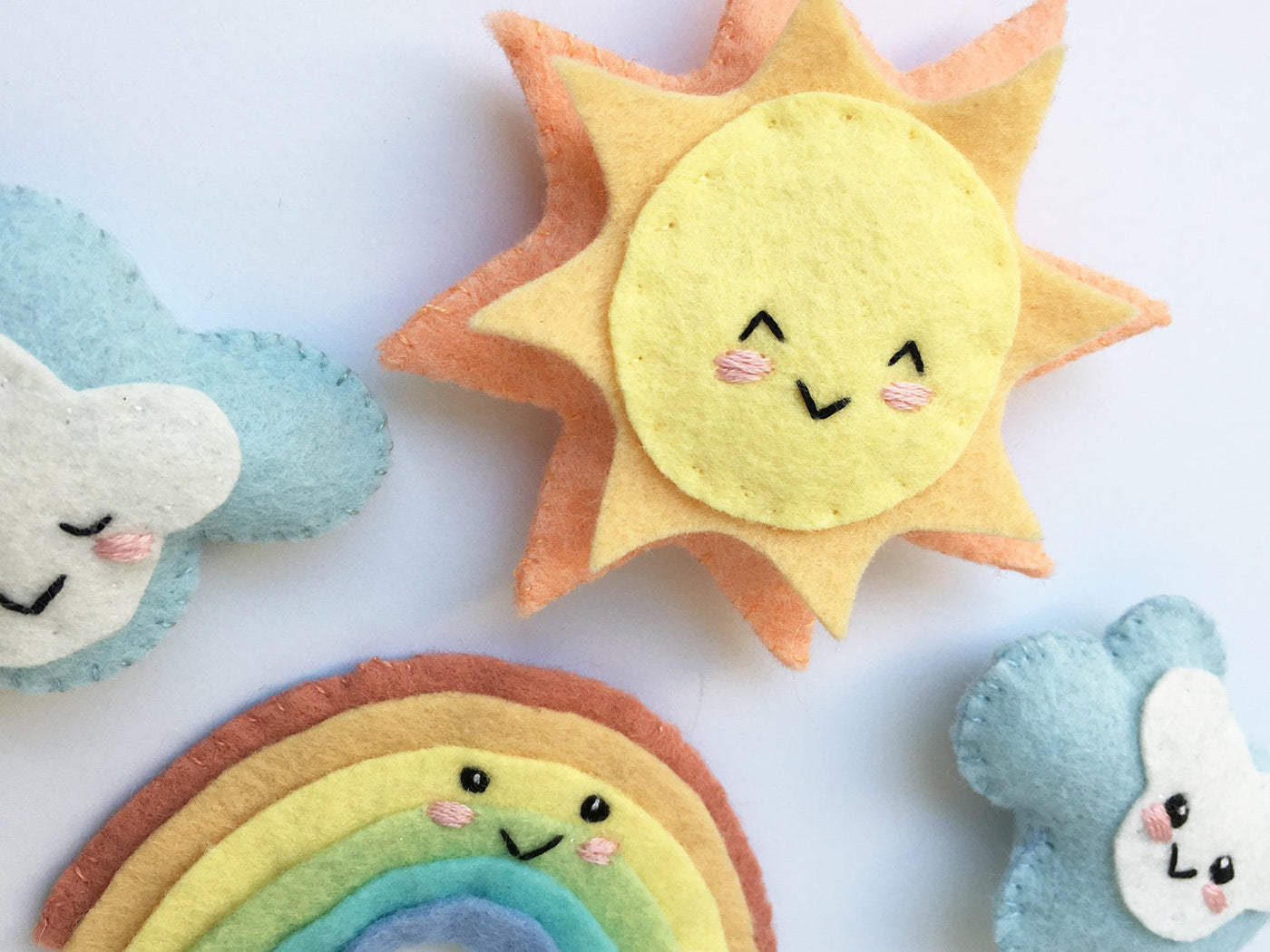 Weather Felt Sewing Patterns, Rainbow, Sun and Clouds sewing pattern