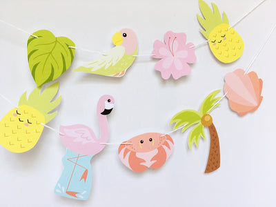 Tropical Flamingo Printable SVG, summer beach party decorations