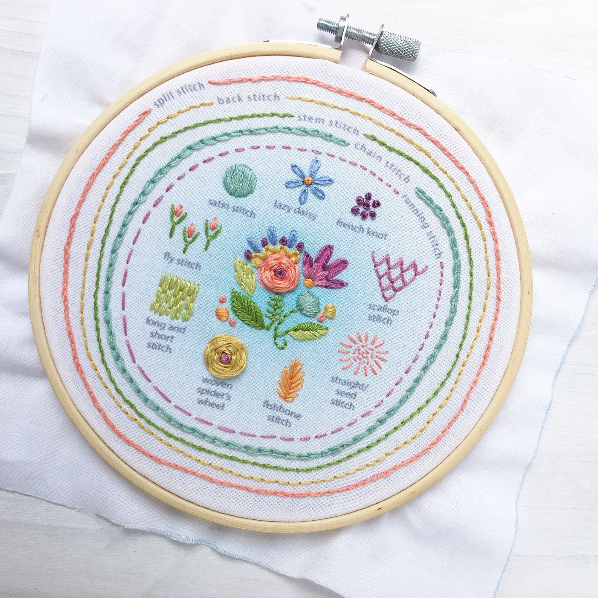 Stitch Sampler Complete Kit, learn Beginner Hand Embroidery – Little Dear  Shop