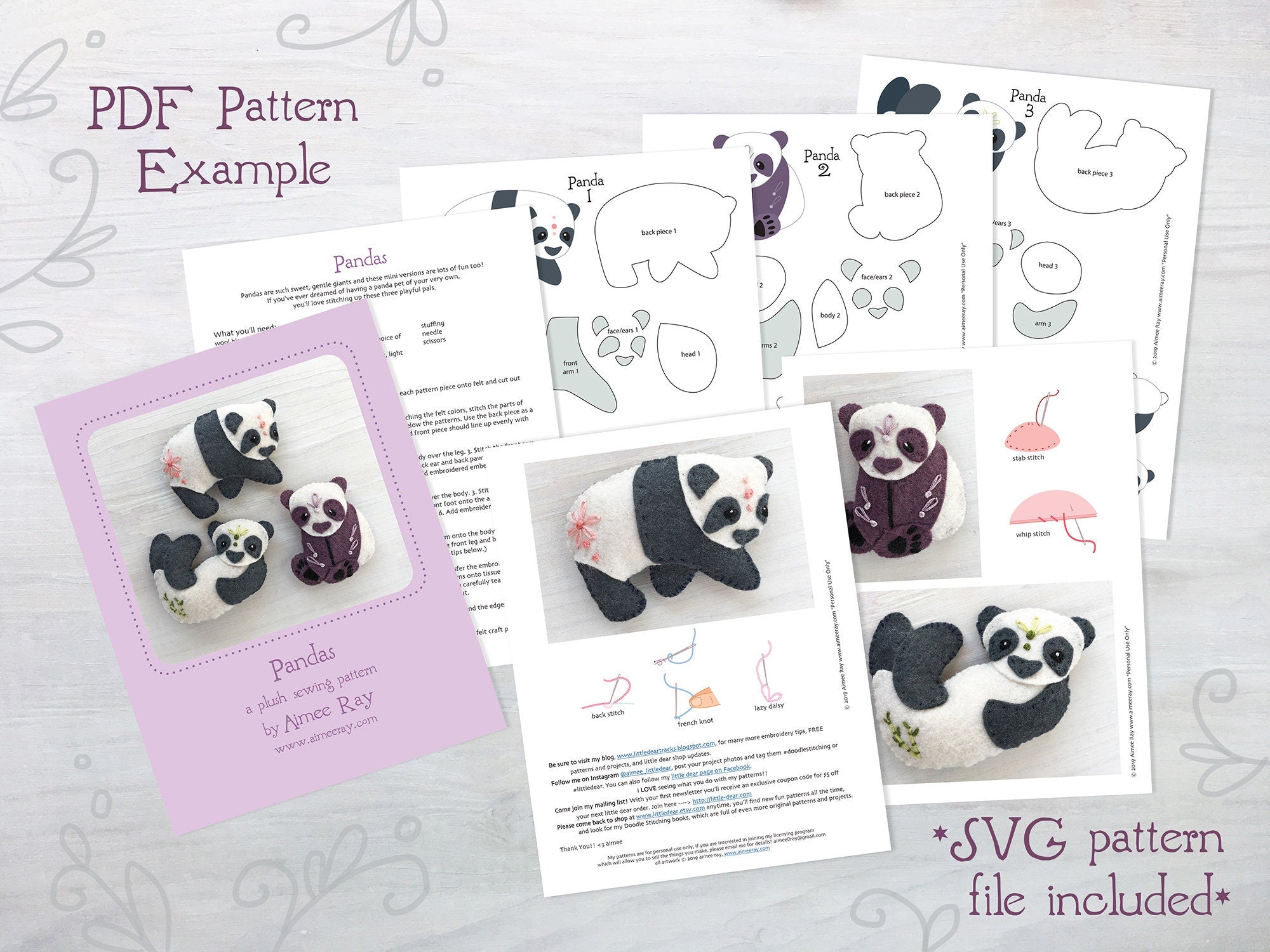 PDF Pattern Felt Red Panda Nogget Plush 