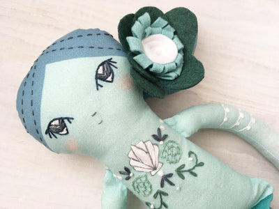 DIY Cut and Sew Mermaid embroidered cloth doll