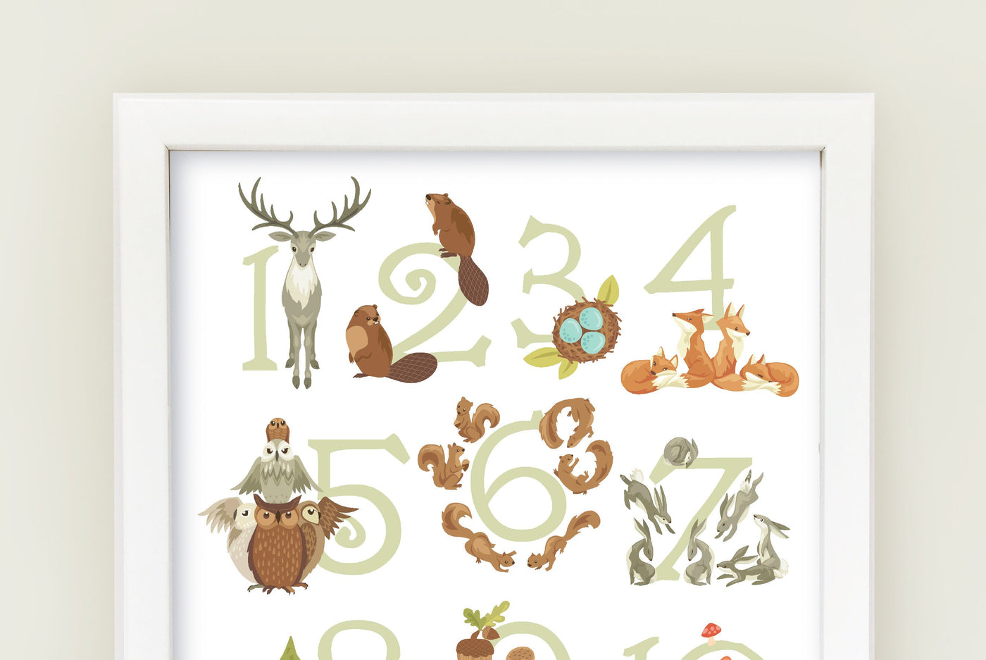 Woodland Animal Numbers printable wall art
