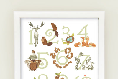 Woodland Animal Numbers printable wall art