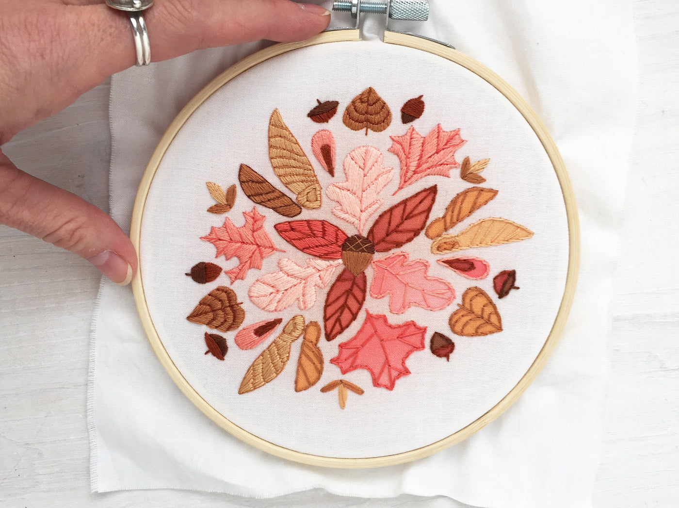 Autumn Leaves Mandala Hand Embroidery pattern
