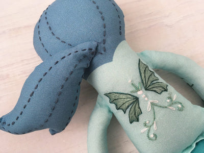 DIY Cut and Sew Mermaid embroidered cloth doll