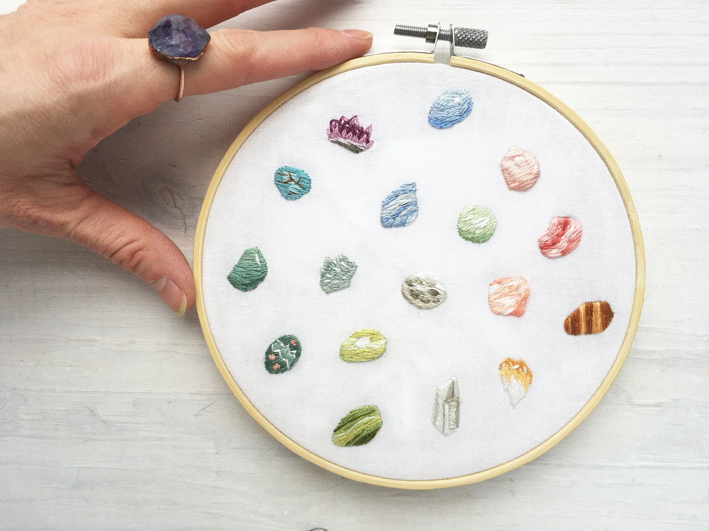 Tiny Crystals and Gemstones hand embroidery pattern download