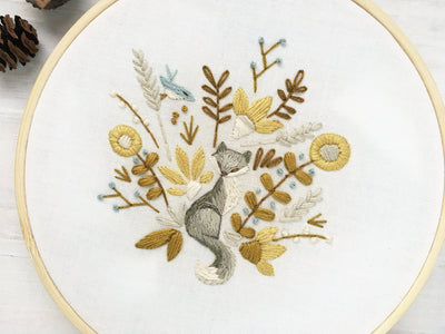 Harvest cat fox Hand Embroidery Pattern