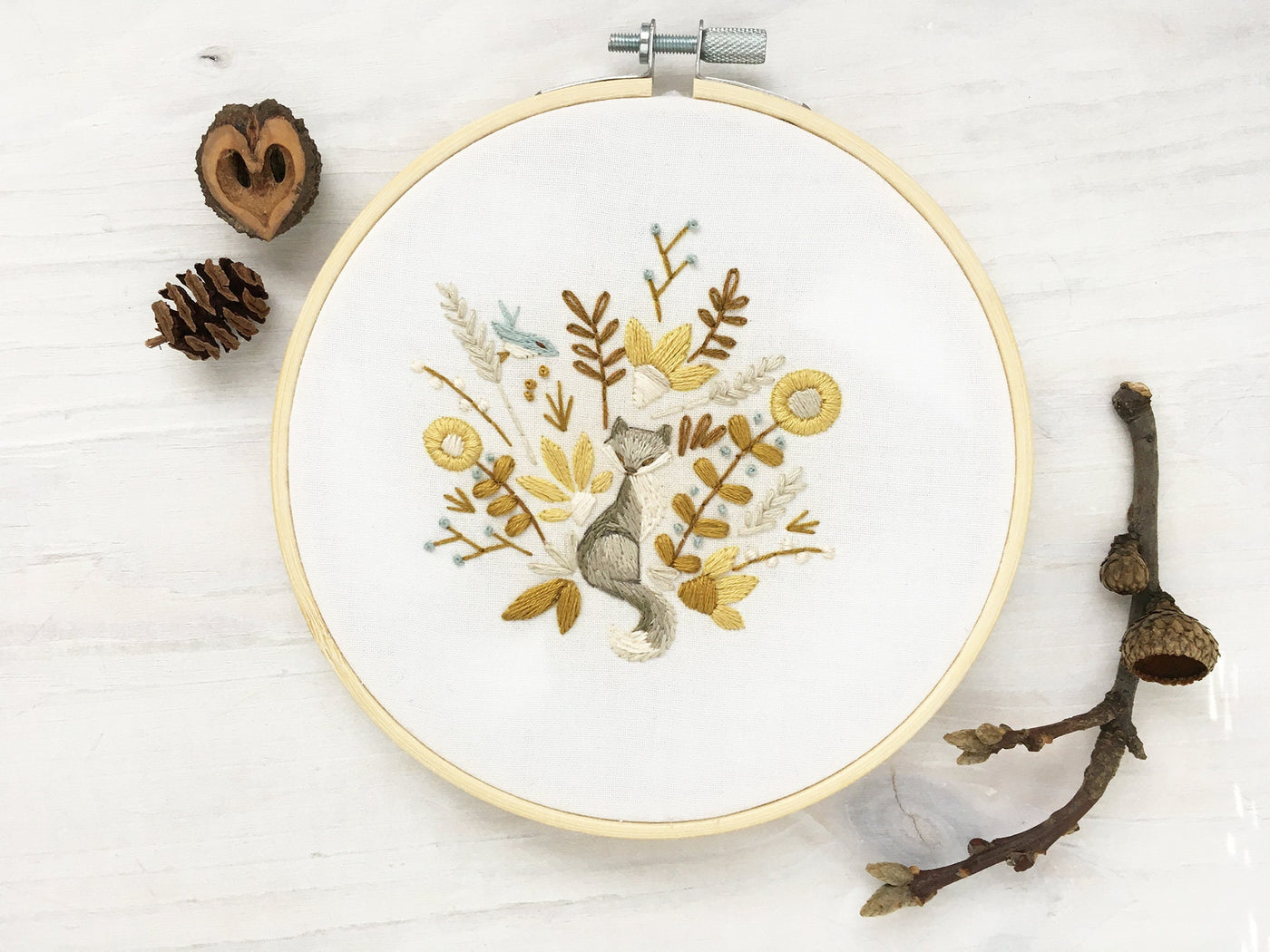 Harvest cat fox Hand Embroidery Pattern