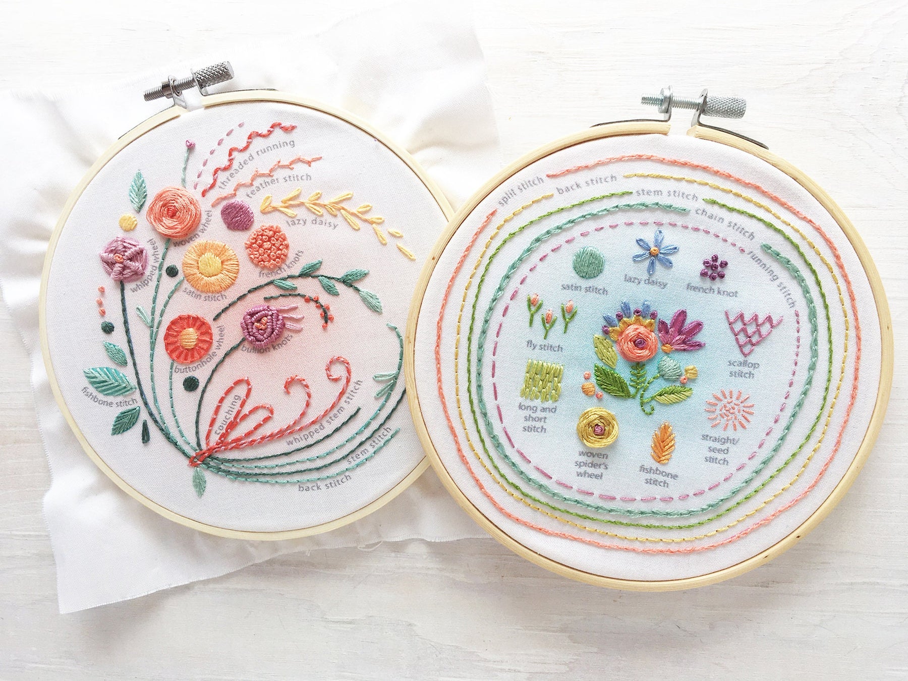 Stitch Sampler Beginner Embroidery fabric sampler – Little Dear Shop