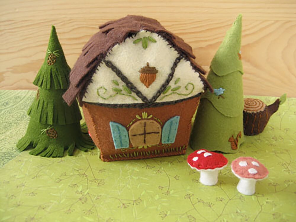 Woodland Cottage Fairy House felt plush Sewing Pattern – Little Dear Shop