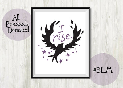 Donation "I rise" Black Lives printable wall art, SVG