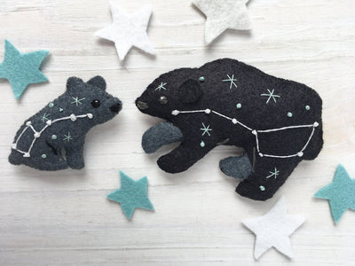 Constellation Animals set 1 Felt Sewing Pattern, dog, big bear, little bear, whale