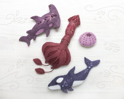 Sea Creatures Sewing pattern for 6 different Felt Animals
