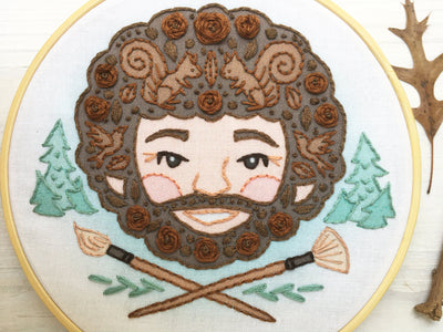 Bob and his Happy Little Trees Hand Embroidery Sampler