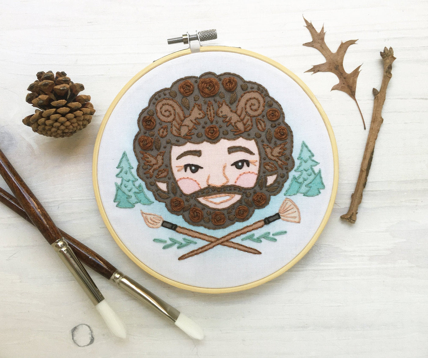 Bob and his Happy Little Trees Hand Embroidery pattern download