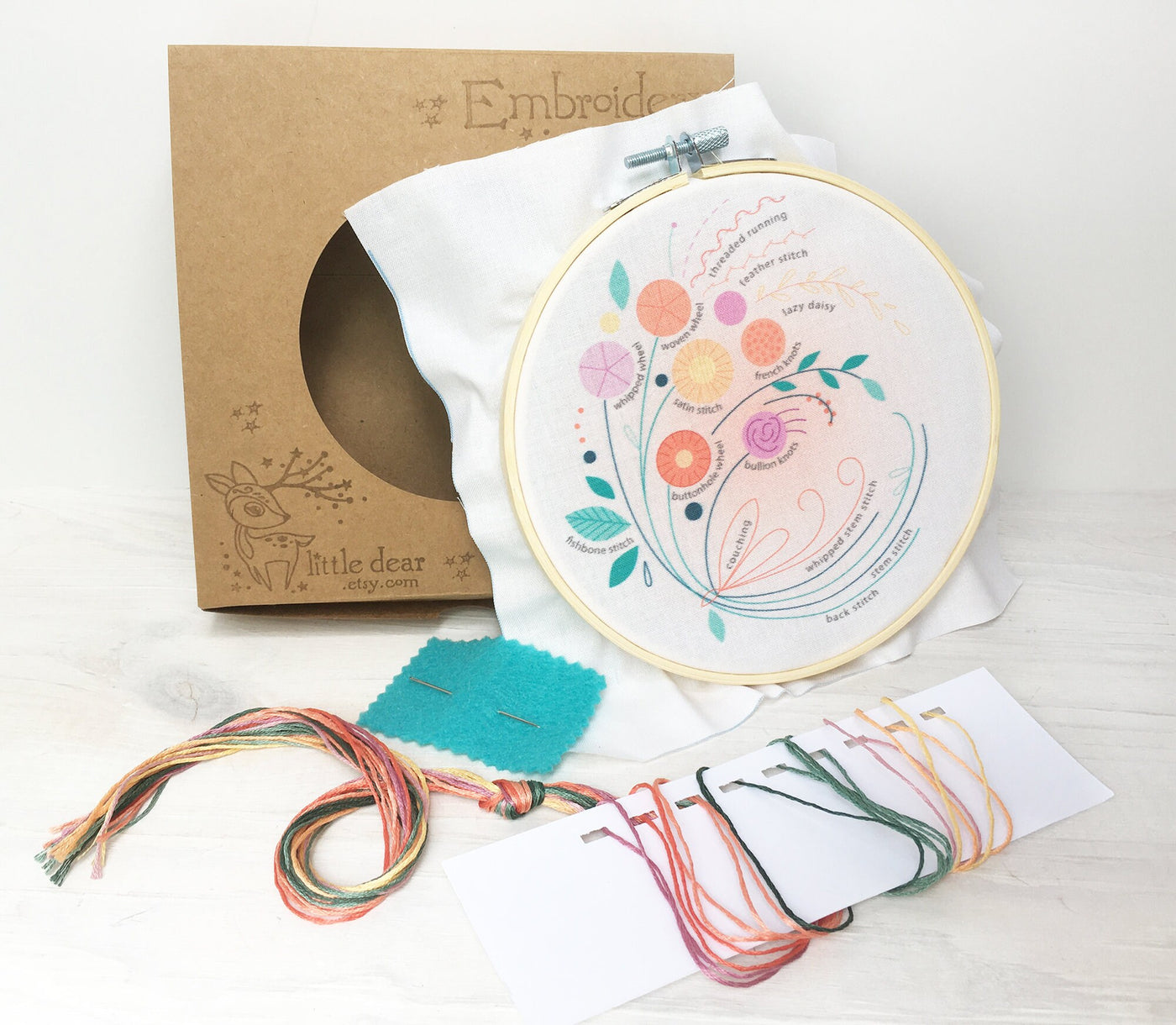 Hand Embroidery Floral Bouquet Full Kit