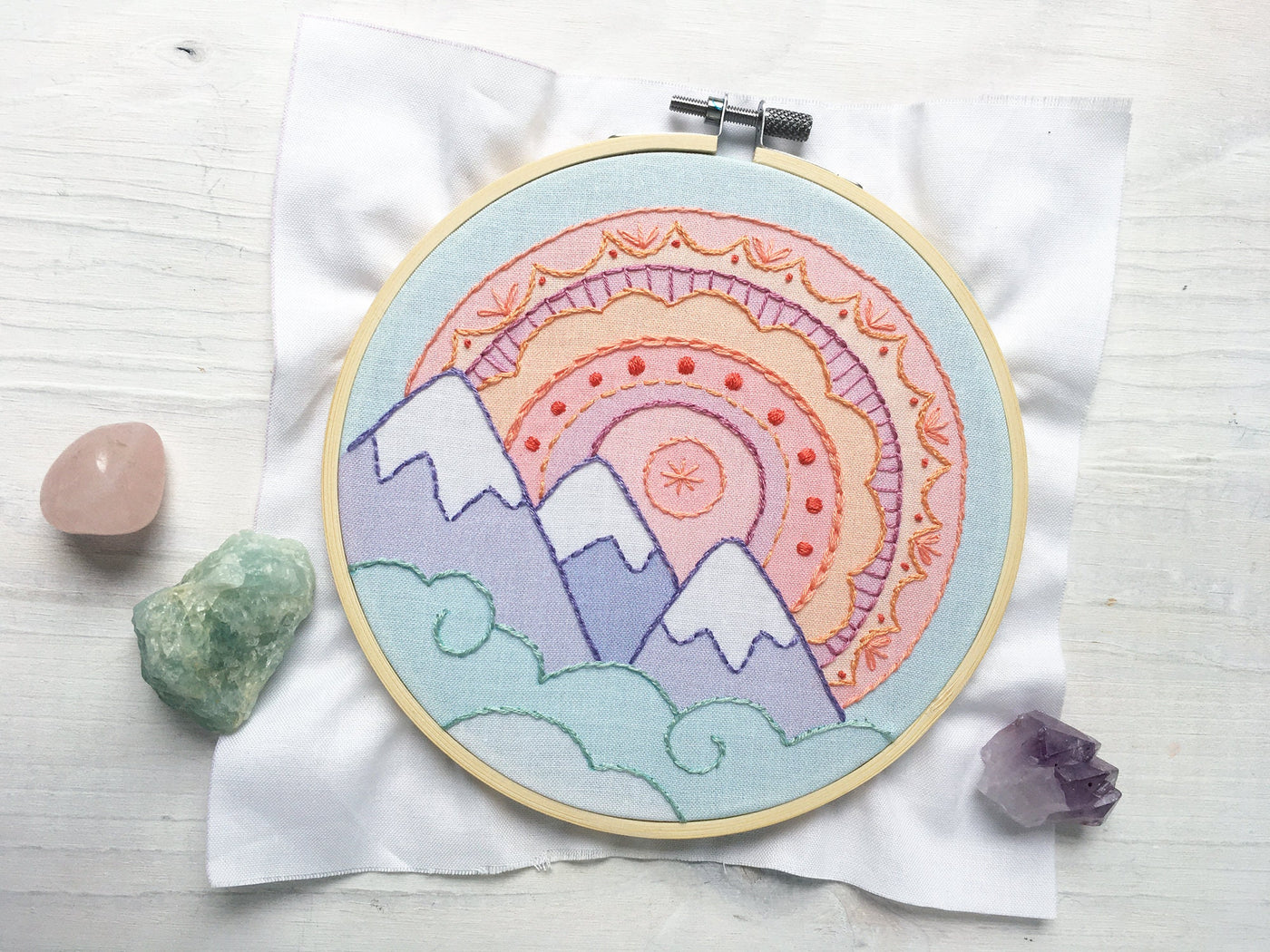 Mountain Rainbow Hand Embroidery pattern download