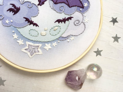 Bat Moon Hand Embroidery pattern download
