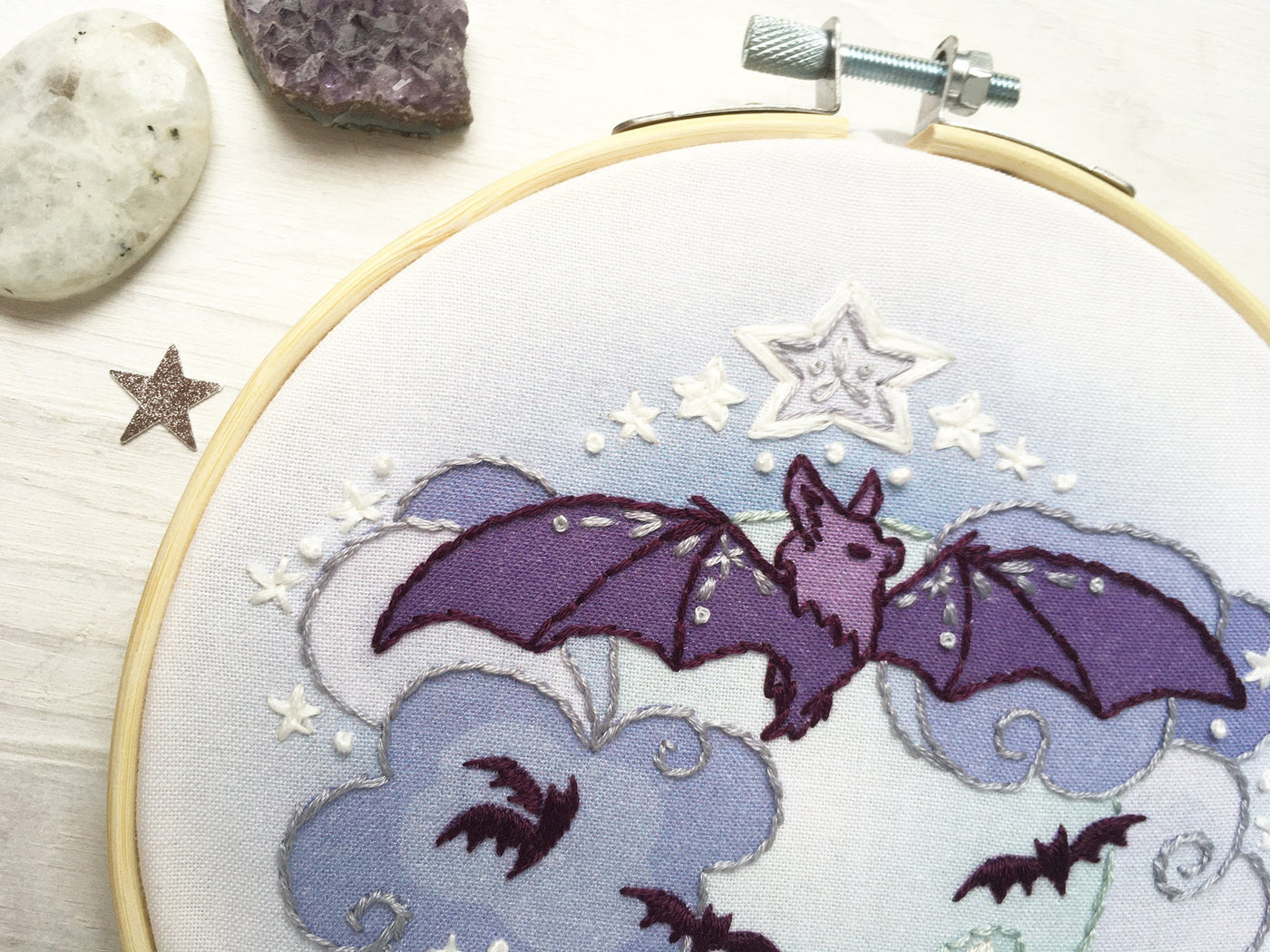 Bat Moon Hand Embroidery pattern download