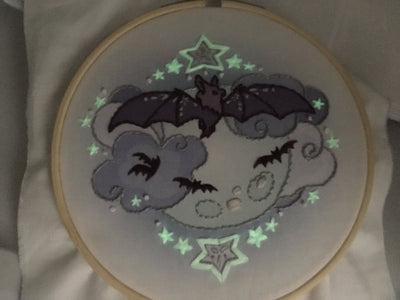 Bat Moon Halloween Hand Embroidery Sampler