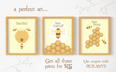 Bee Kind Printable honey bee wall art print