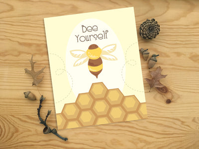 Bee Yourself Printable honey bee art wall art print